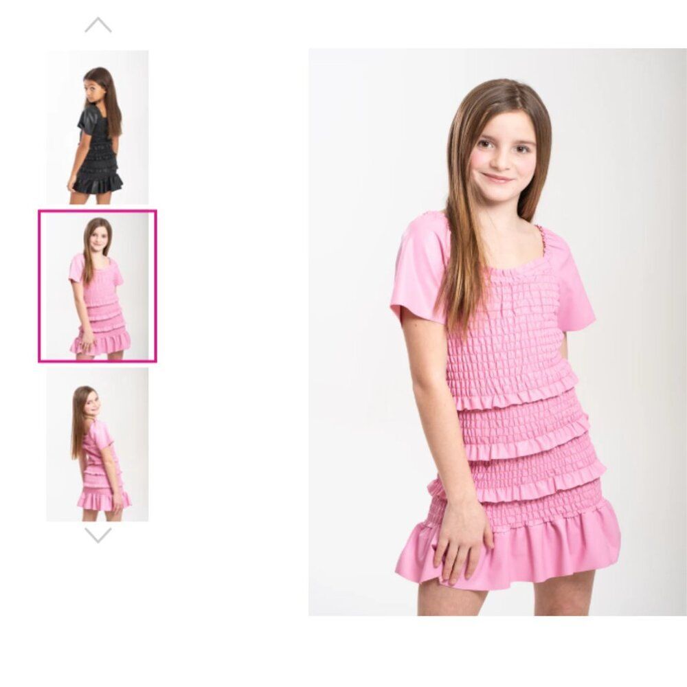 NEW Cheryl Creations Isabella Pink Faux Leather Short Sleeve Dress Size 10 - 12